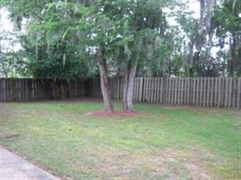 Back yard with full privacy fence and lots of matu