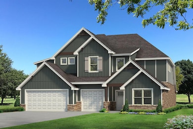 Craftsman house featuring board and batten siding, a front yard, a garage, and concrete driveway