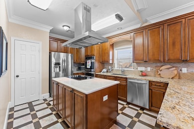 Large island kitchen for cooking the fresh catch o