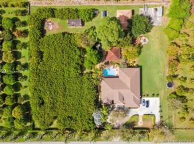 Aerial View of the House, pool, Longan grove, & De