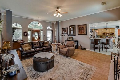 Living room is open to the breakfast bar and kitchen.