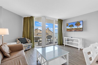 Living area with wood finished floors, floor to ceiling windows, and baseboards