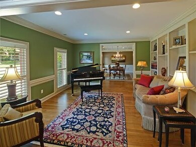 The 15 x 16 living room is large enough to hold a 