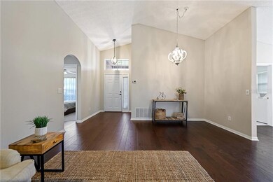 From the living room your view of the front door s