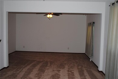 View from front door into large living area.