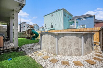 Check out the playset and slide, an above-ground p