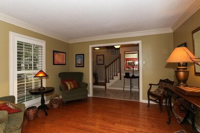 The crown molding continues from room to room, add