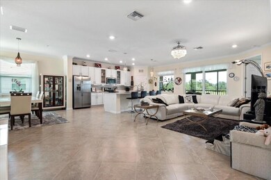 View of the great room floor plan from the top of the stairs.