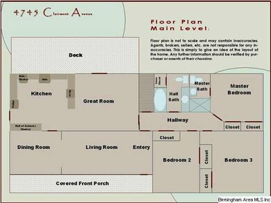 Floor Plan, Main Level. This is not to scale and m
