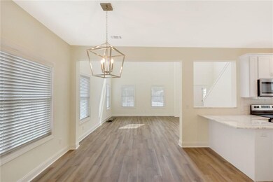 Dining area with view into living