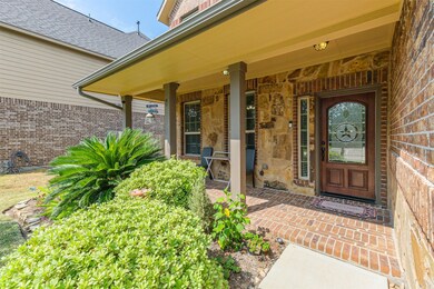 Stone accents in the covered front porch