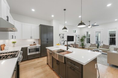 Chefs open kitchen and living space features stain