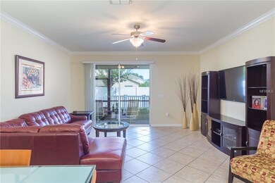 Spacious living room that looks out on private por