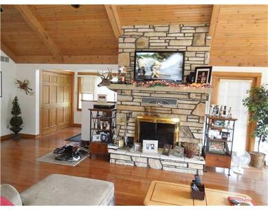 Exterior Front. Beautiful Fireplace