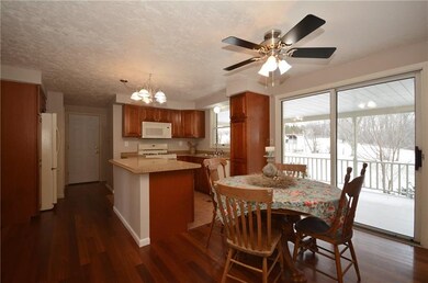 The kitchen sits in the back of the home which ove