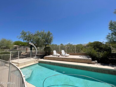 Pool with elevated patio