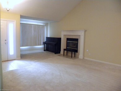 Vaulted ceiling and gas fireplace in the living ro