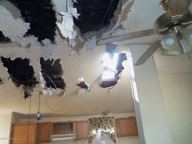 Fire damage in living room