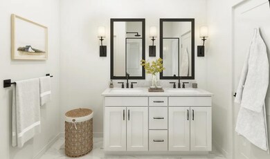 Primary bath with dual vanities
