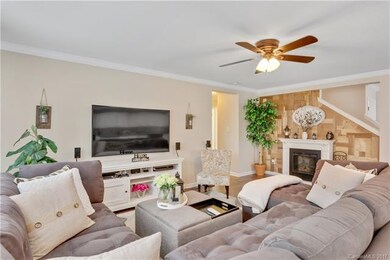Family room with custom accent wall