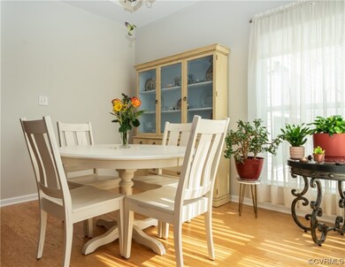 View of wood floored dining room