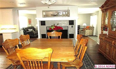 Dining area with fireplace