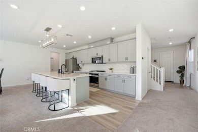 Open concept kitchen with 10 Ft island.  Quartz countertops - upgraded soft grey, soft close cabinetry.