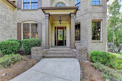 Property entrance with brick siding