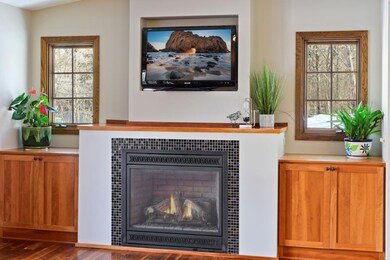 Gas fireplace with built-ins.