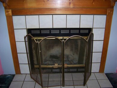 wood burning fireplace in great room