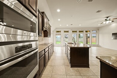 Large kitchen open to the family room.