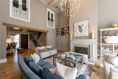 Lovely two story family room, coffered ceiling, go