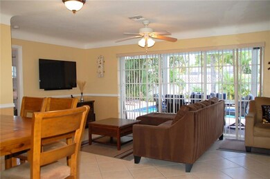 Living room overlooking pool