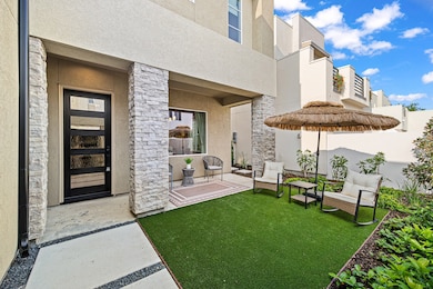 This photo showcases a modern patio area with a co
