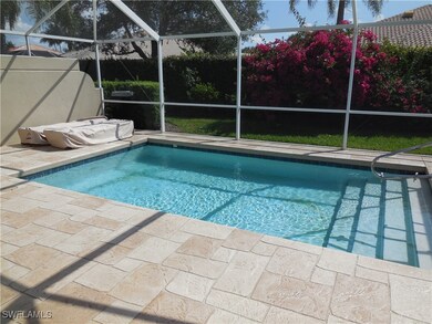 View of swimming pool featuring a lanai and a pati