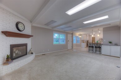 Full painted brick FP in spacious family room, ope