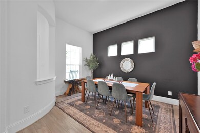 Formal dining room with elegant accent wall