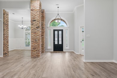 This entryway features a modern open layout with e