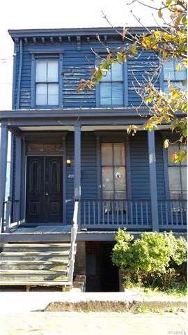 Front and rear entrances to English basement.