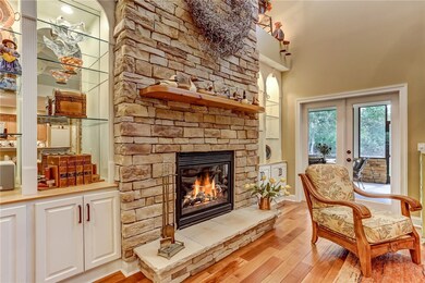 Stacked stone gas fireplace, custom designed mantl