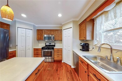 A closer view of the two pantries doors on either