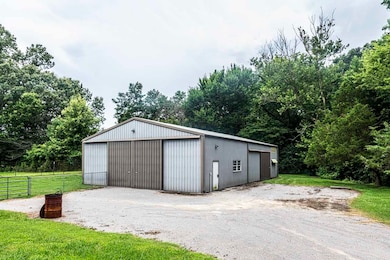 View of detached garage