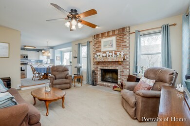 Family room with cozy wood burning fireplace