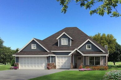 Craftsman-style house with a garage and a front ya