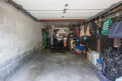 Garage with concrete block wall