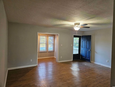 healthy amount of natural light, a textured ceiling, and a ceiling fan