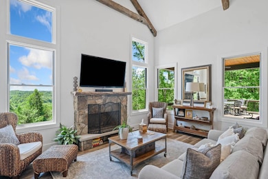 Living room with reclaimed beams
