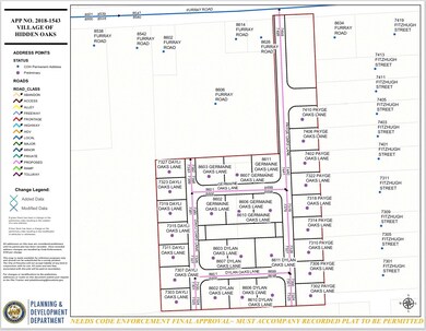 Proposed Street Names.  Lots have been subdivided