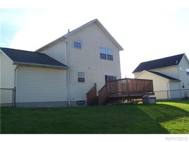 Backyard rear yard and deck off dining area