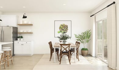 Dining area near sliding door